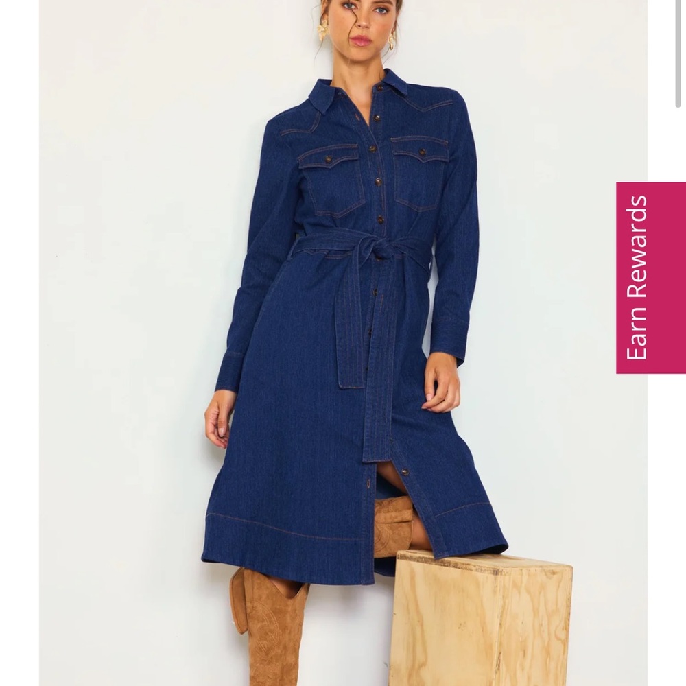 Skies are blue denim dress